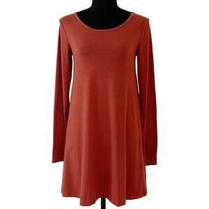 Mossimo Long Sleeve T-Shirt Dress Burnt Orange Brown Size XS